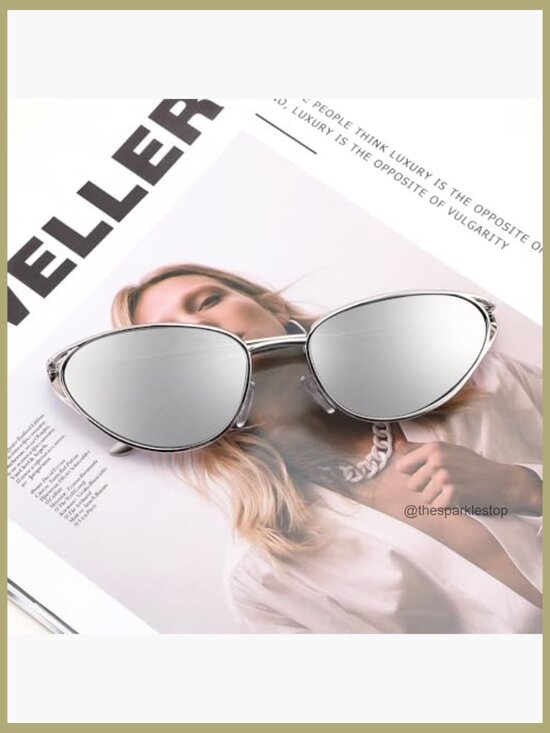 Metal Frame Oval Cat Eye Sunglasses, Retro 90s Style, UV400 Protection main image 5